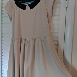 Tan & floral tea dress